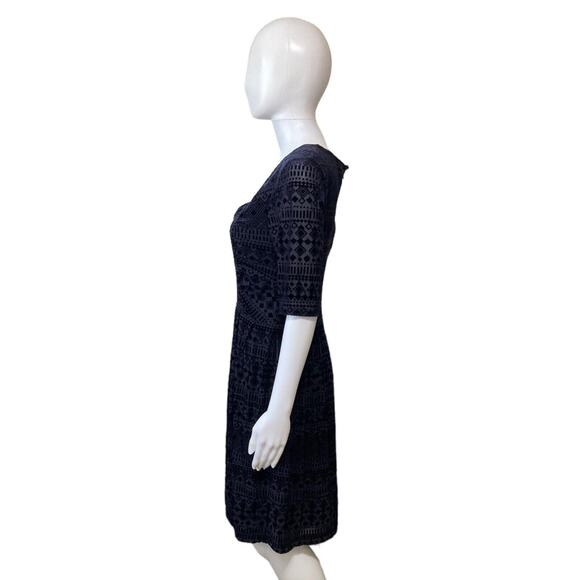 Anthropologie Meadow Rue Size Medium Midnight Blue Lined Velvet Dress A Line - Picture 3 of 8